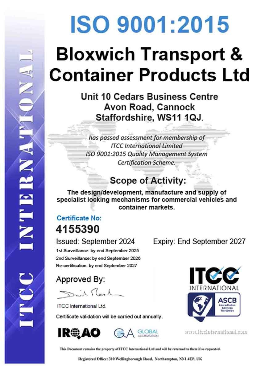 bloxwich group iso 9001 2015 certificate