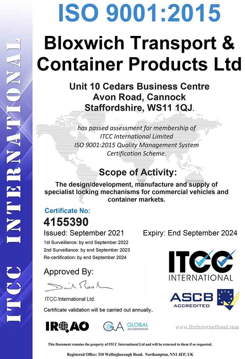 bloxwich group iso 9001 2015 certificate